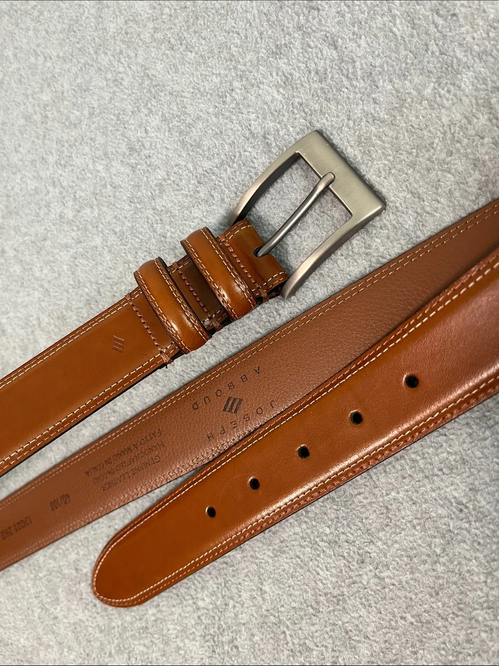 Joseph Abboud Brown Leather Belt Mens 40 Italy
